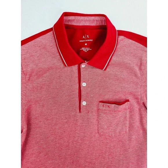 A/X Armani Exchange Size Medium Men's Red Embroidered Pocket Logo S/S Polo - Picture 11 of 12